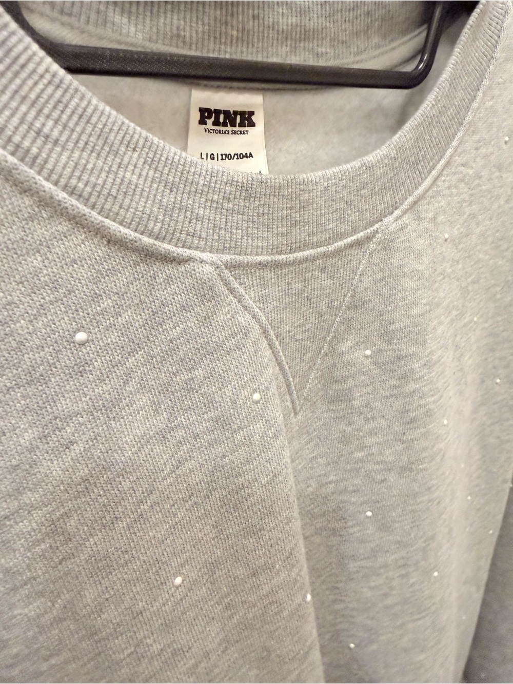 PINK Victoria's Secret Ivy Fleece Pearl Sweat Set Light Gray NWT